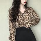 Long-sleeve Leopard-print Shirt Leopard - One Size