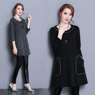 Pocketed Long-sleeve Dress
