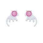 Cat Resin Alloy Earring 1 Pair - White & Pink - One Size