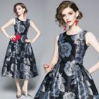 Jacquard Sleeveless Midi A-line Dress