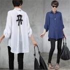 3/4-sleeve Beribboned Long Blouse