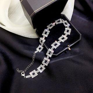 Rhinestone Square Choker As Shown In Figure - One Size