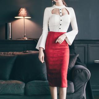 Set: Ruffle Cutout Top + Skirt