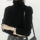 High-neck Colored Wool Knit Top