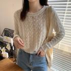 Distressed Pointelle-knit Sweater