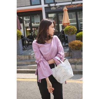 Bell-sleeve Tie-detail Top