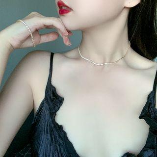 Rhinestone Choker 1 Pc - Gold - One Size