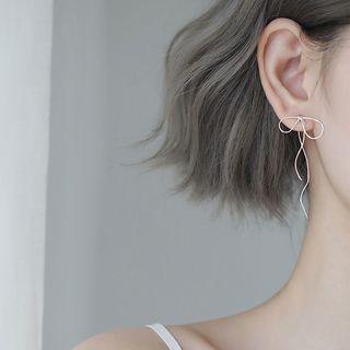 925 Sterling Silver Bow Fringed Earring