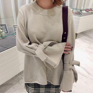 Tie Cuff Chunky Sweater