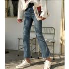 Fringed Hem Boot-cut Jeans