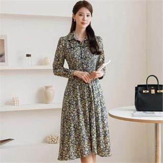 Tie-neck Floral Print Shirtdress