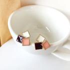Square Glaze Earring 1 Pair - Square Glaze Earring - Pink & Whte & Brown - One Size