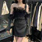 Off-shoulder Ruffle Cropped Blouse / Skort