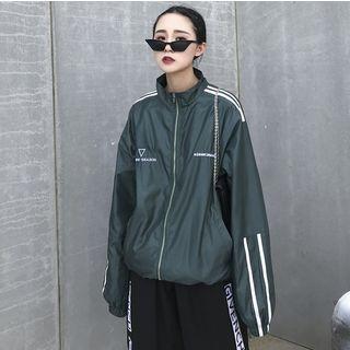 Lightweight Loose-fit Stand-collar Jacket Green - One Size