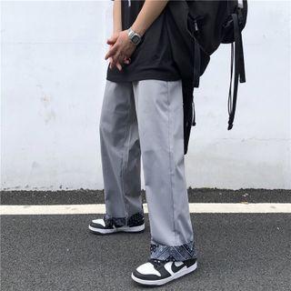 Panel Print Wide-leg Cargo Pants