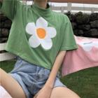 Flower Short-sleeve T-shirt Green - One Size