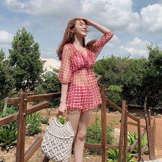 Set: Checked Bikini + Cover-up