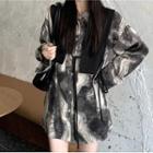 Long Sleeve Tie-dye Shirt / Lace-up Vest