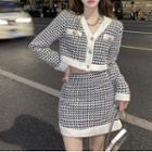 Plaid Tweed Jacket / Mini Skirt