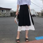 Color-block Chiffon Skirt
