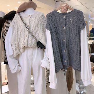 Mock Two-piece Knit Panel Cardigan