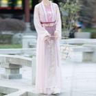 Set: Chinese Traditional Light Jacket + Camisole Top + Midi Skirt