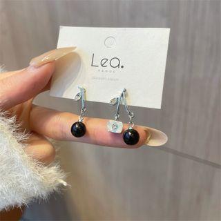 Cherry Asymmetrical Alloy Dangle Earring 1 Pair - Earring - Black & Silver - One Size