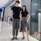 Couple Matching Short-sleeve Lettering T-shirt / Straight Leg Pants / Midi Skirt