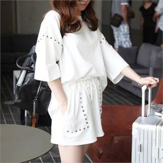 Set: Studded T-shirt + Sweat Shorts