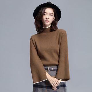 High-neck Bell-sleeve Sweater