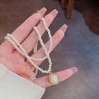Faux Pearl Necklace X355 - 1pc - Gold & White - One Size