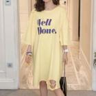 Lettering Distressed 3/4-sleeve T-shirt Dress