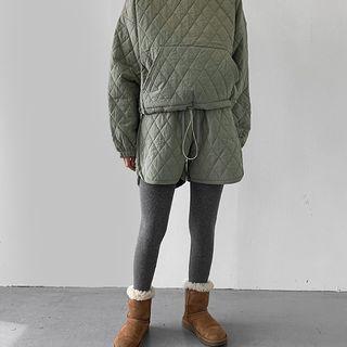 Quilted Set: Drawstring Sweatshirt + Shorts