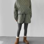 Quilted Set: Drawstring Sweatshirt + Shorts