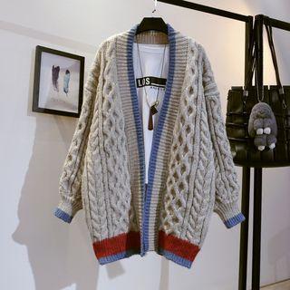 Cable Knit Striped Cardigan