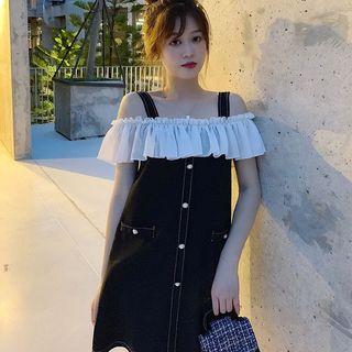 Off-shoulder Ruffled Trim Dress