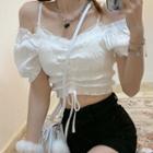 Off-shoulder Drawstring Blouse / Camisole Top / A-line Skirt