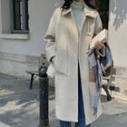 Faux Pearl Toggle-front Long Coat