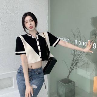 Button-up Two Tone T-shirt