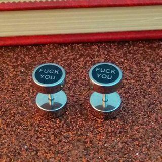Lettering Stud Earring 1 Pc - Silver - One Size