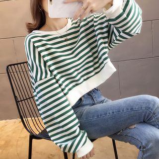 Striped Cropped Sweater Sweatshirt