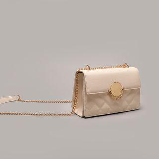 Set Of 2: Chain Quilted Flap Crossbody Bag