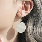 925 Sterling Silver Acrylic Disc Dangle Earring 1 Pair - White - One Size