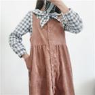 Plaid Shirt / Buttoned Jumper Midi Dress