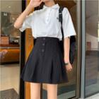 Button Mini A-line Skirt