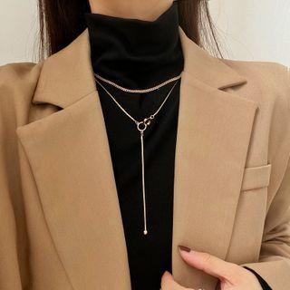 Geometric Y Layered Alloy Necklace