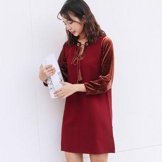 Velvet Panel A-line Dress