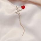 Asymmetric Rhinestone Earring 1 Pair - E2118 - Non Matching - Love Heart - One Size