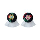 Tasseled Flower Button Earrings One Size