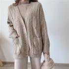 Cable Knit Cardigan / Mock-turtleneck Long-sleeve T-shirt